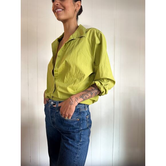 Jones New York Chartruese Button Up Size XL - Picture 2 of 5